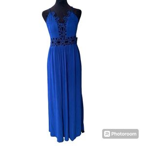 Crotchet Maxi Summer Spring Dress Blue SZ L
